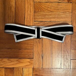 Balenciaga belt — black suede w silver snake trim.